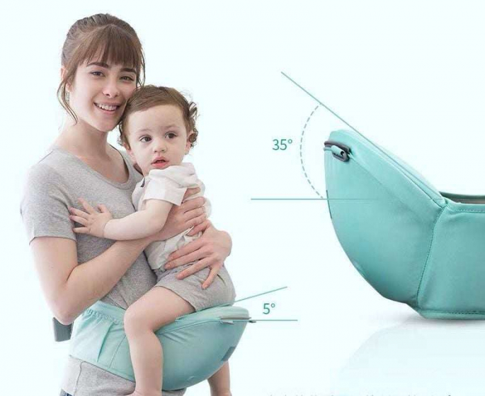 Marsupiu Ergonomic pentru Bebe, cu Scaunel, 3-25 Kg, All Season, Bubu-Still®, Bumbac,10 Pozitii, albastru ciel [5]