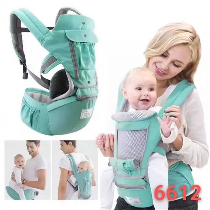 Marsupiu Ergonomic pentru Bebe, cu Scaunel, 3-25 Kg, All Season, Bubu-Still®, Bumbac, 10 Pozitii, vernil deschis [3]