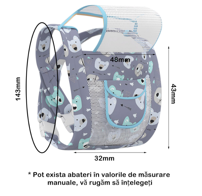Marsupiu Ergonomic, suporta pana la 20kg, Bumbac, 3-36luni [6]