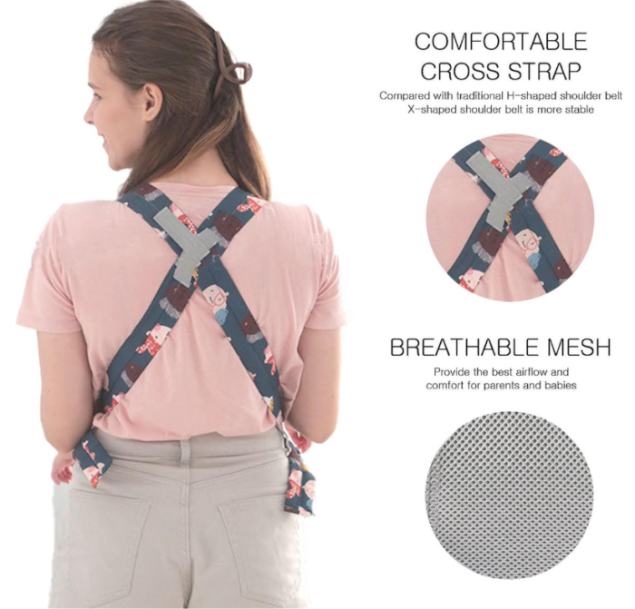 Marsupiu pentru bebelusi, din bumbac, ergonomic, 3+ luni, 4 pozitii, roz [7]