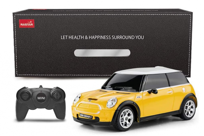 Masina Cu Telecomanda Mini Cooper Galbena Cu Scara 1 La 24 [1]