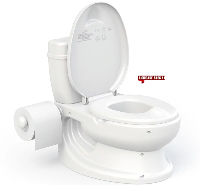 Olita -Tip WC Educational de Antrenament pentru copii, Muzical, Cu bazin si suport hartie igienica, Alba [2]