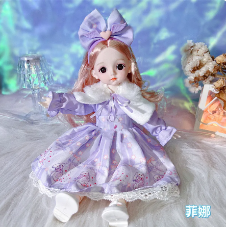 Papusa, cu articulatii mobile, Fashion Doll, mov elegant [2]