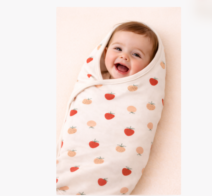 Pătură din bumbac pieptănat, 85x75 cm, Model capsunele [2]