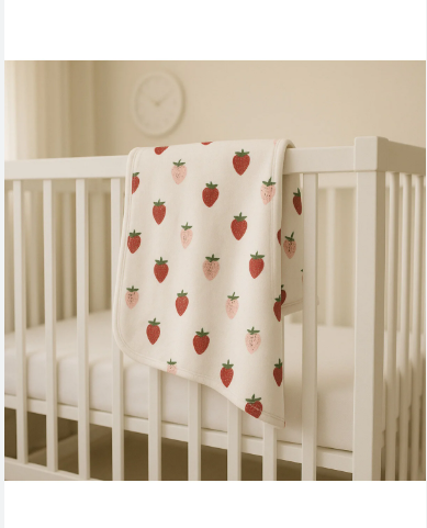 Pătură din bumbac pieptănat, 85x75 cm, Model capsunele [3]