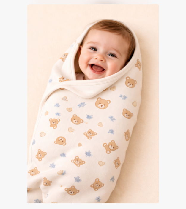 Pătură din bumbac pieptănat , 85x75 cm, model ursuleț [2]