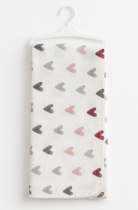 Păturica muselină pentru bebeluși, model inimioare colorate [2]