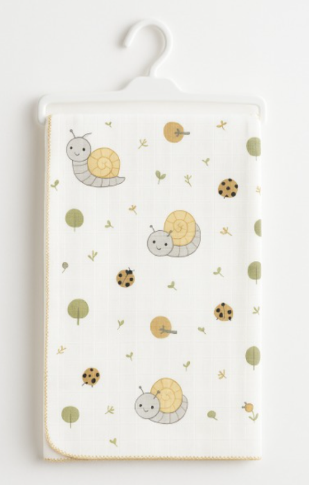 Păturica muselină pentru bebeluși, model melcisori [2]