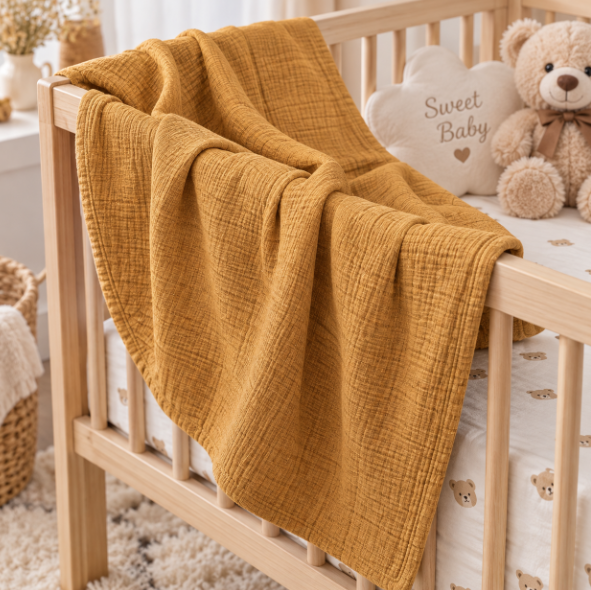 Păturică pentru bebeluși, Material organic, 70% fibre bambus, 30% bumbac, 125 x 125 cm [2]