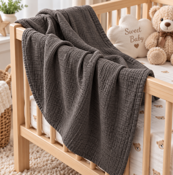 Păturică pentru bebeluși, Material organic, 70% fibre bambus, 30% bumbac, 125 x 125 cm [2]