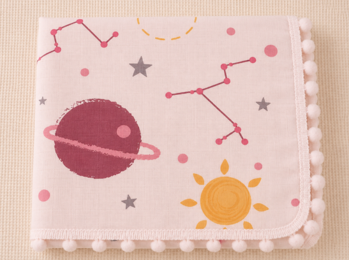 Păturică premium din muselină cu ciucurei, Bebe astronaut [2]