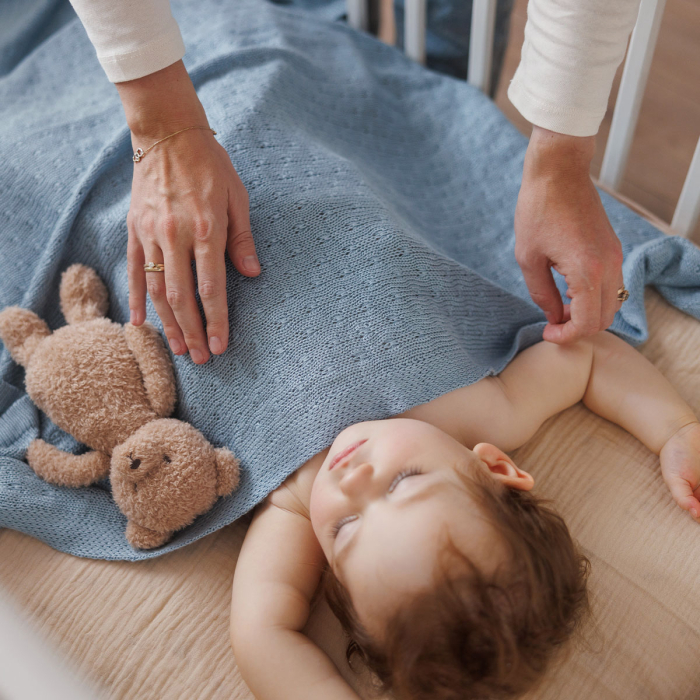 Paturica tricotata, fibre bambus, organic, albastru [4]