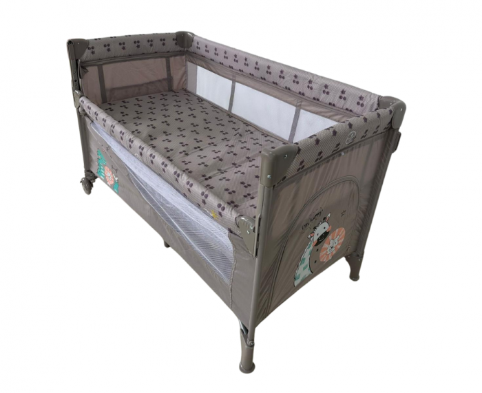 Patut bebelusi, L-Sun, cu laterala culisanta, pliabil, include masa de infasat, cu baldachin si jucarie carusel [10]