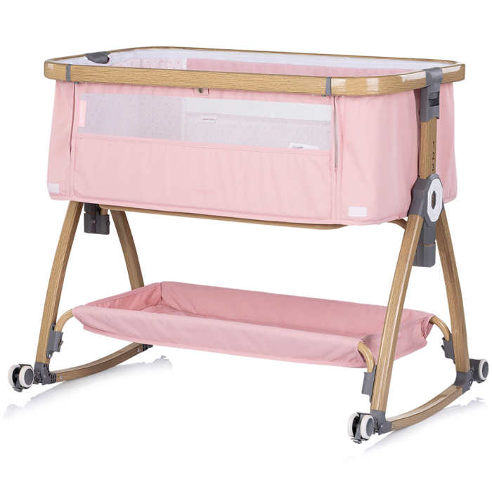Patut co-sleeper Chipolino Charisma cu laterala culisanta powder pink wood [6]