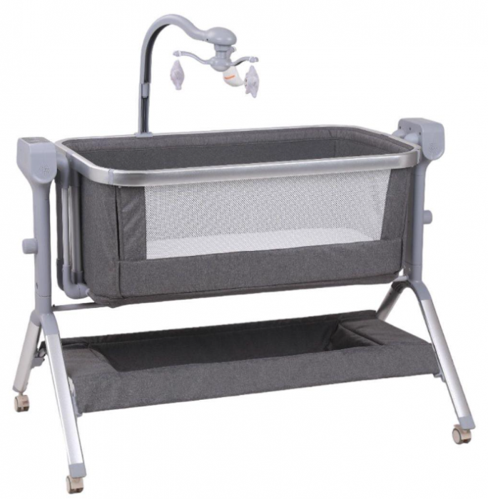 Patut copii, 3 in 1, transformabil in balansoar, Co-Sleeper, 5 trepte de inaltime, Carusel muzical inclus, Anticolici, Forma anatomica [2]