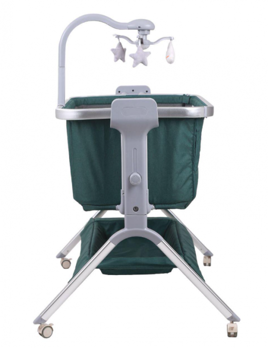 Patut copii, 3 in 1, transformabil in balansoar, Co-Sleeper, 5 trepte de inaltime, Carusel muzical inclus, Anticolici, Forma anatomica [3]