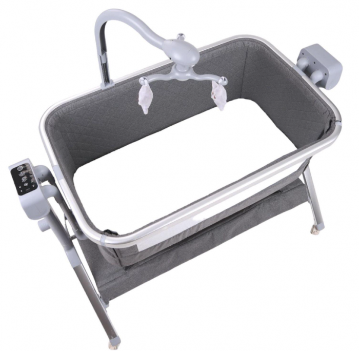 Patut copii, 3 in 1, transformabil in balansoar, Co-Sleeper, 5 trepte de inaltime, Carusel muzical inclus, Anticolici, Forma anatomica [3]