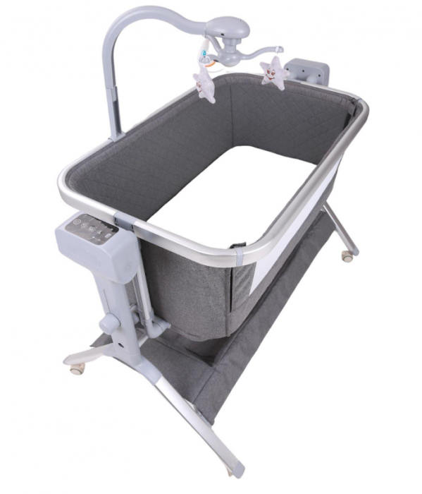 Patut copii, 3 in 1, transformabil in balansoar, Co-Sleeper, 5 trepte de inaltime, Carusel muzical inclus, Anticolici, Forma anatomica [4]