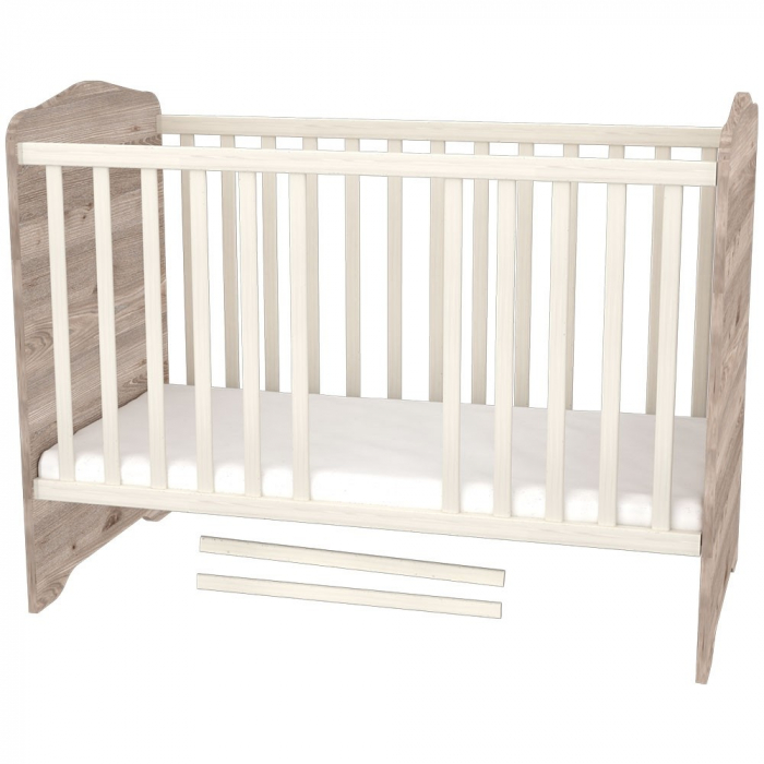 Patut copii din lemn cu sertar Hubners Sofia 120x60 cm crem nisip [5]