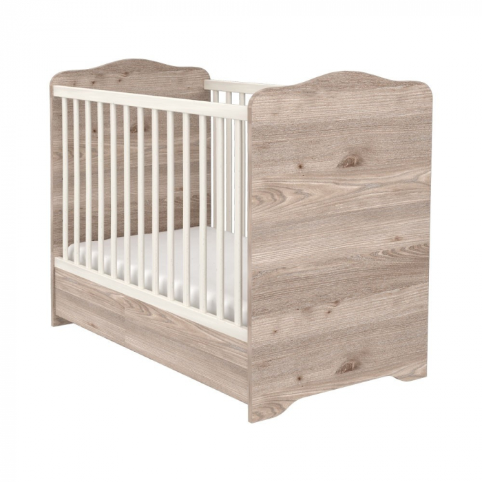 Patut copii din lemn cu sertar Hubners Sofia 120x60 cm crem nisip [2]