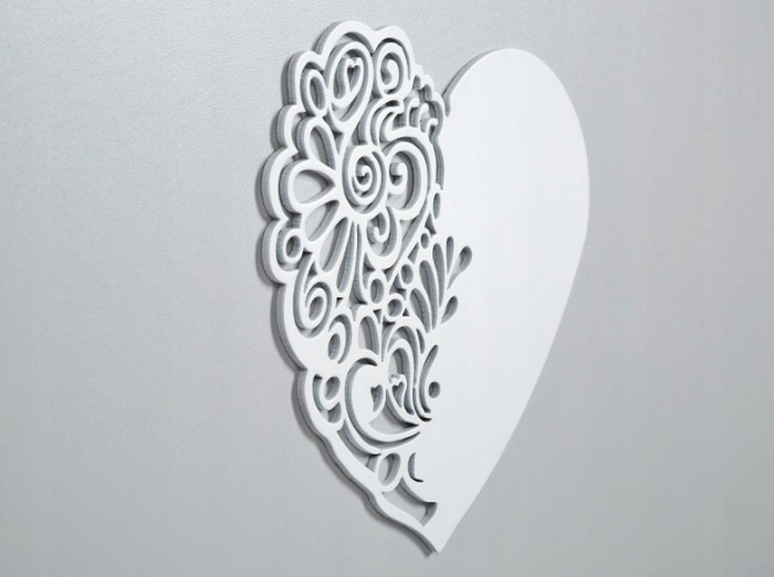 Patut copii din lemn KLUPS NEL Heart Alb Gri [2]