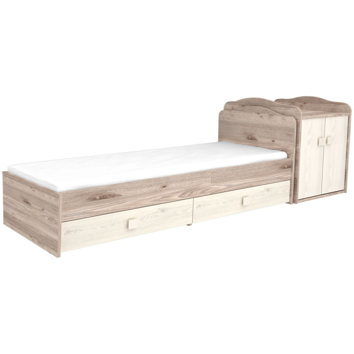 Patut copii transformabil din lemn cu 2 sertare Hubners Sofia Maxi Kombi 120x70 cm crem nisip [2]