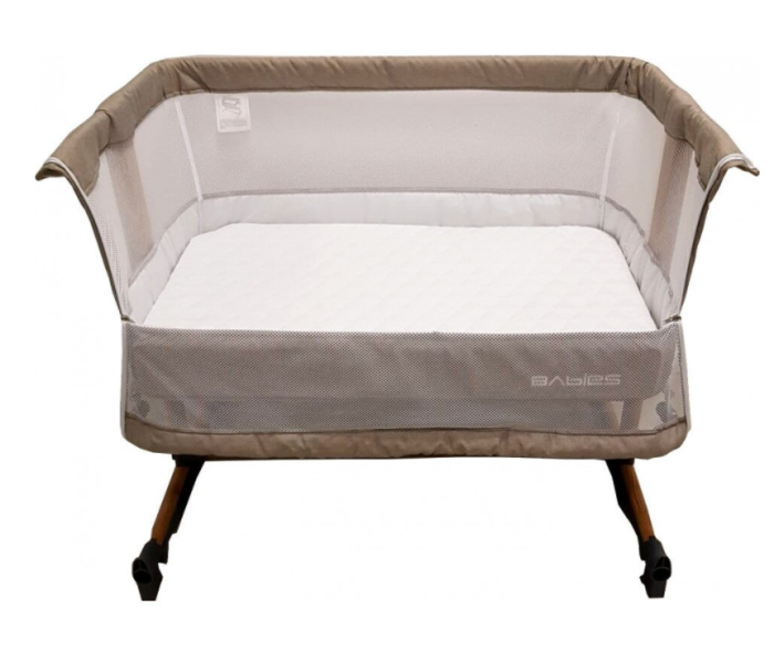 Patut copii transformabil in balansoar bebe,Co-Sleeper ,dimensiuni 84X78X50 cm, 7 trepte de inaltime, saltea inclusa,Bej [2]