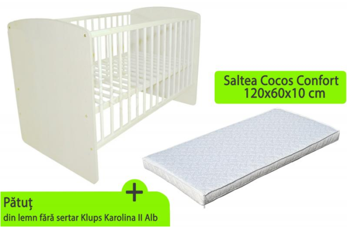 Patut KLUPS Karolina II Alb + Saltea 10 MyKids Confort II [1]