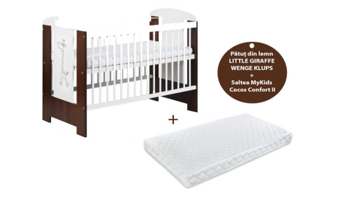 Patut KLUPS Little Giraffe Wenge + Saltea 10 MyKids Confort II [1]
