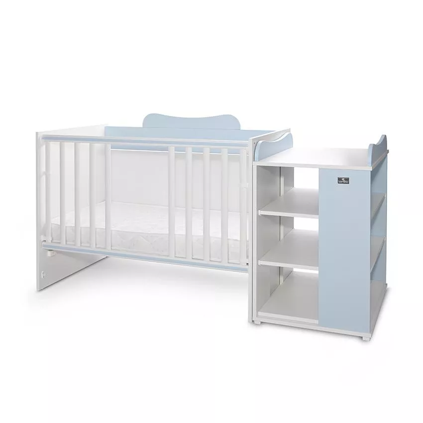 Patut modular multifunctional, 5 confirgurari diferite, 190 x 72 cm, Multi, White Baby Blue [4]