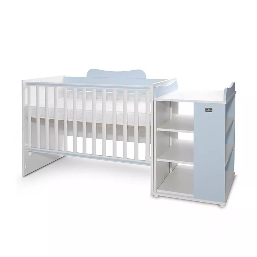 Patut modular multifunctional, 5 confirgurari diferite, 190 x 72 cm, Multi, White Baby Blue [3]