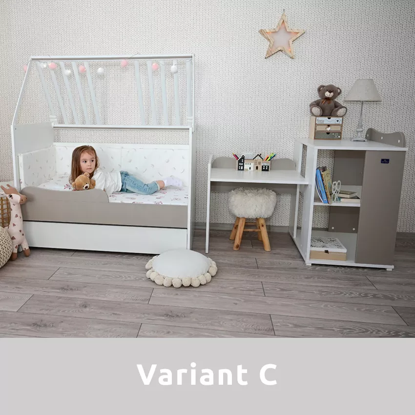 Patut modular multifunctional, 5 confirgurari diferite, 190 x 72 cm, Multi, White Baby Blue [17]
