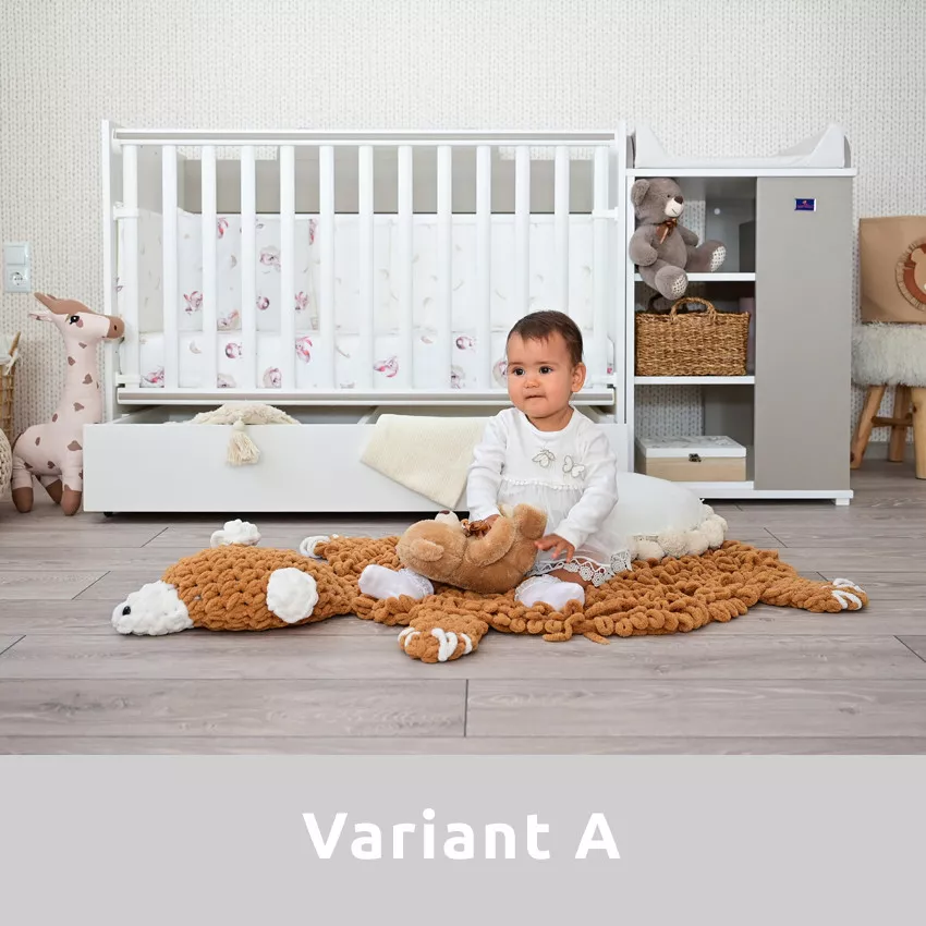 Patut modular multifunctional, 5 confirgurari diferite, 190 x 72 cm, Multi, White & Coffee [18]