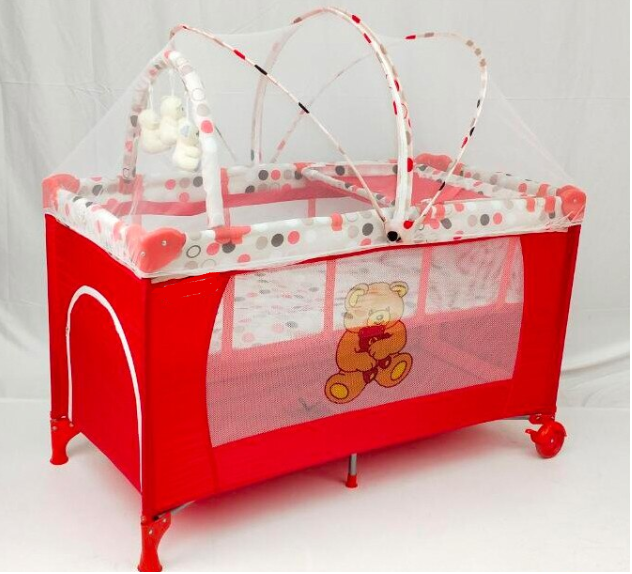 Patut pliabil, 2 in 1, 120x60cm, 2 nivele, Rosu [3]