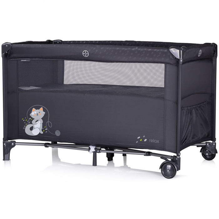 Patut pliabil Chipolino Relax anthracite cu laterala culisanta [3]