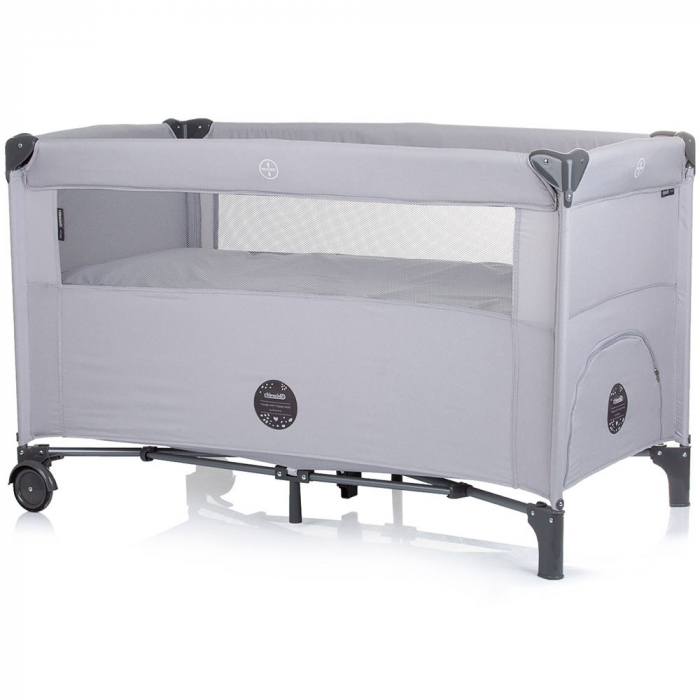 Patut pliabil Chipolino Relax ash grey linen cu laterala culisanta [4]
