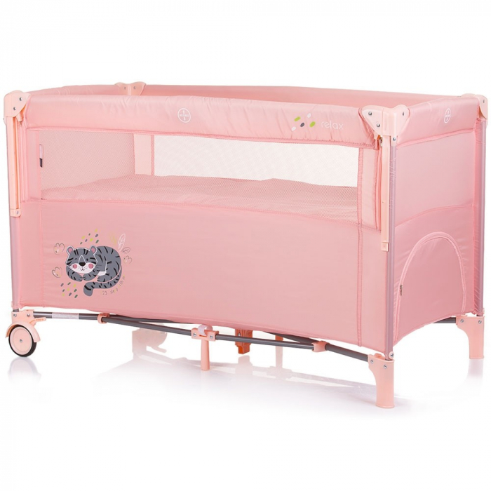 Patut pliabil Chipolino Relax flamingo tiger cu laterala culisanta [2]