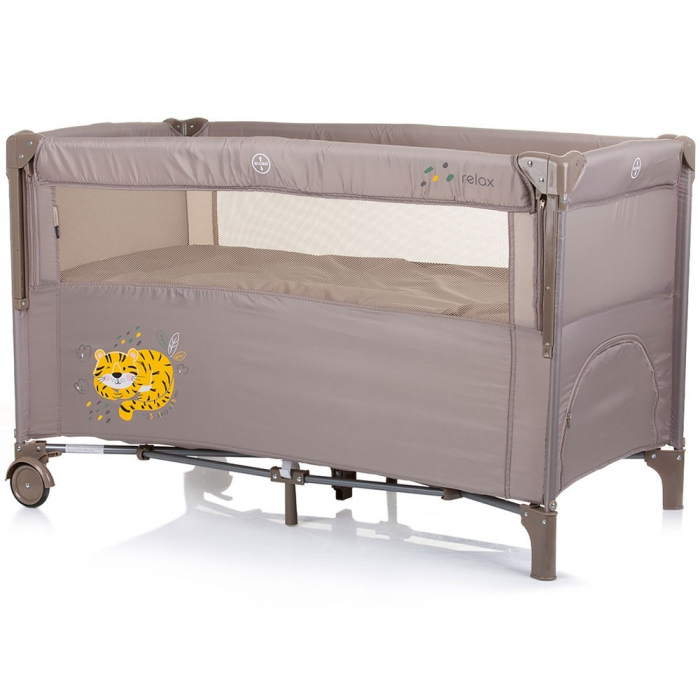 Patut pliabil Chipolino Relax macadamia tiger cu laterala culisanta [2]