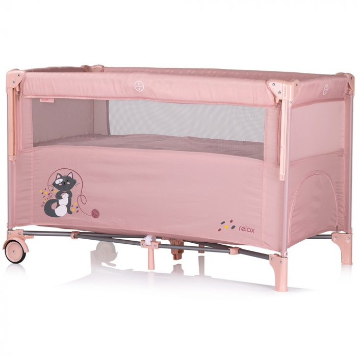 Patut pliabil Chipolino Relax pink marshmallow cu laterala culisanta [2]
