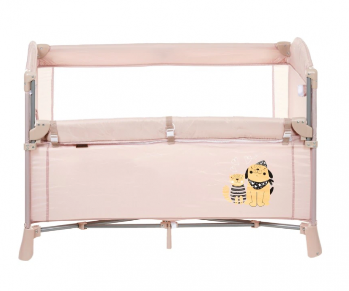 Patut pliabil, cu doua niveluri, laterala culisanta, Atestat SGS Elvetia, bej [4]