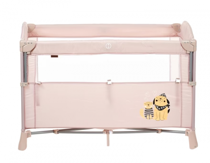 Patut pliabil, cu doua niveluri, laterala culisanta, Atestat SGS Elvetia, bej [5]