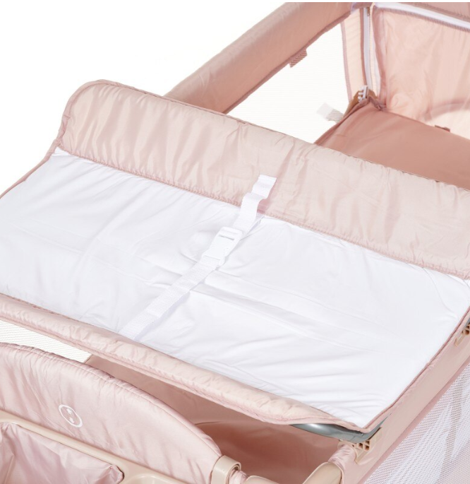 Patut pliabil, cu doua niveluri, laterala culisanta, Atestat SGS Elvetia, bej [9]