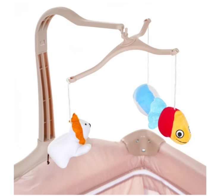 Patut pliabil, cu doua niveluri, laterala culisanta, Atestat SGS Elvetia, bej [7]