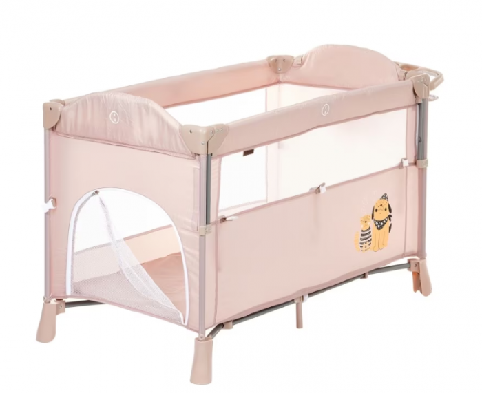 Patut pliabil, cu doua niveluri, laterala culisanta, Atestat SGS Elvetia, bej [6]