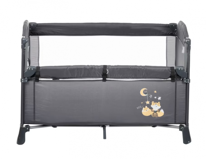 Patut pliabil, cu doua niveluri, laterala culisanta, Atestat SGS Elvetia, gri [3]