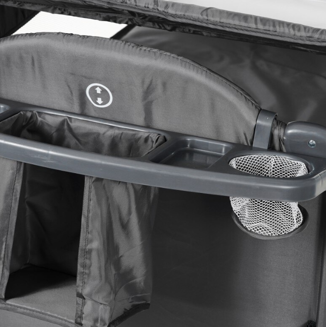 Patut pliabil, cu doua niveluri, laterala culisanta, Atestat SGS Elvetia, gri [7]