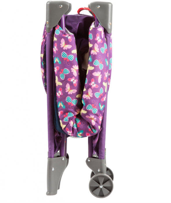 Patut pliabil, cu laterala culisanta, 2 niveluri, masa de infasat, carusel muzical, ciclame [7]