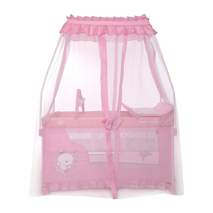 Patut pliabil stil baldachin Magic Sleep, cu accesorii, Mellow Rose Ballerina Bear [3]