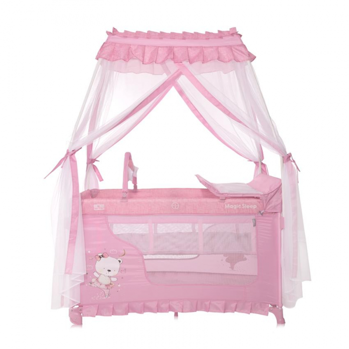 Patut pliabil stil baldachin Magic Sleep, cu accesorii, Mellow Rose Ballerina Bear [4]