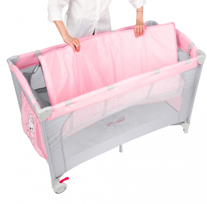 Patut pliant 2 nivele Juju Sleepy Baby, Hunny Bunny [6]